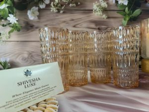 Golden Aura Textured Glass Set – Luxury Drinkware Collection - Set of 4