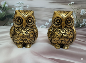 Premium 2 Pure Brass Owl Idol – Guardian of Wisdom, Wealth & Protection