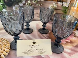 Smokey Grey Royal Cut Goblet Glasses – Premium Dining Collection - Set of 4