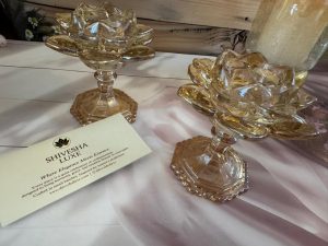 Vintage Golden Lotus Glass Candle Holder – Luxury Accent Stand- 2 Piece